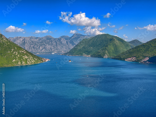 The landscape of the Adriatic coast of Kotor, Montenegro.