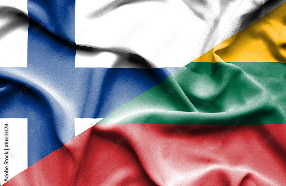 Waving flag of Lithuania and Finland Waving flag of Lithuania and Finland