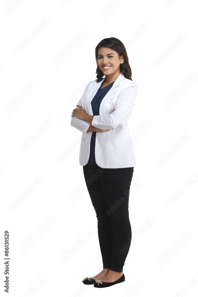 Asian female doctor standing fullbody Asian female doctor standing fullbody