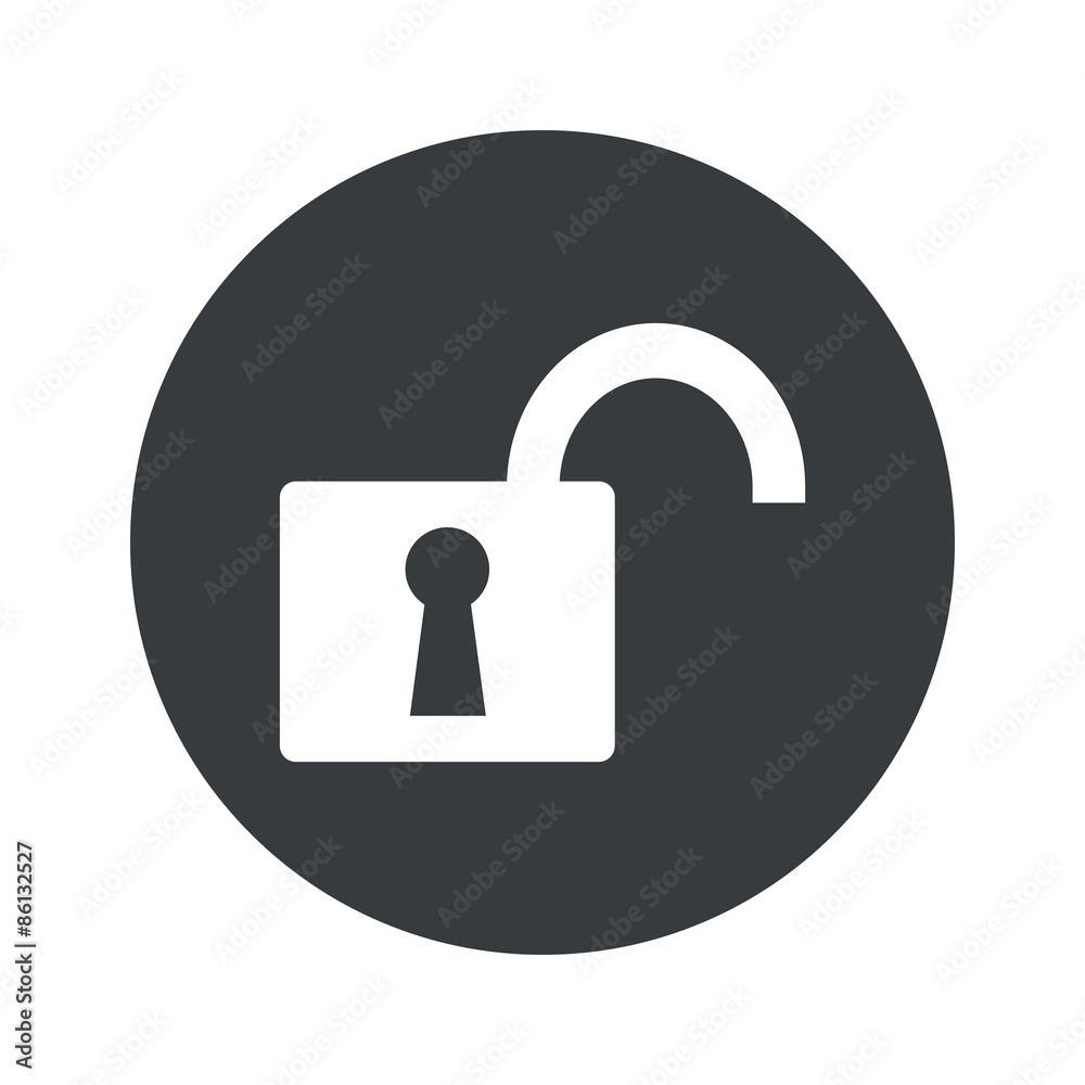 Monochrome round unlocked icon Monochrome round unlocked icon