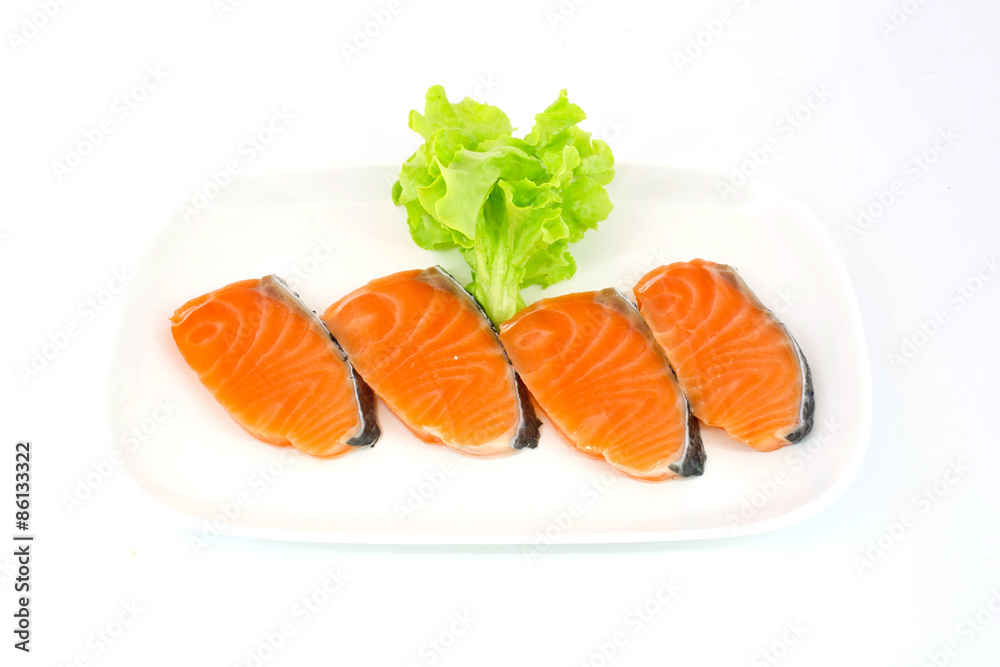 isolated slice of salmon