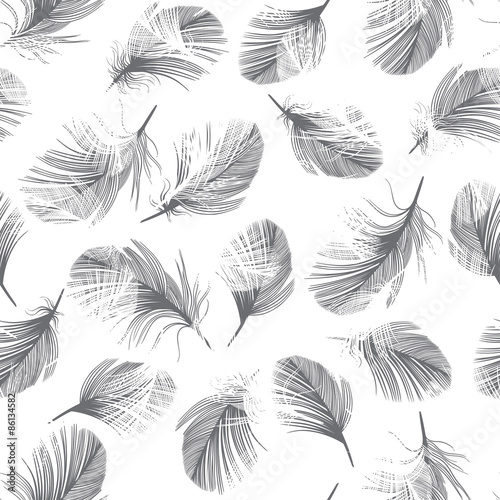Seamless pattern with hand-drawn feathers.