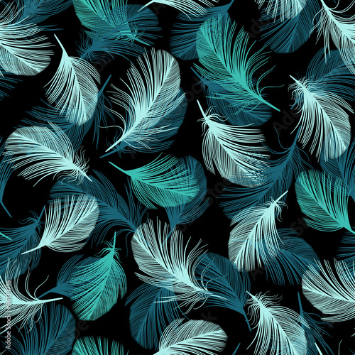 Seamless pattern with hand-drawn feathers.