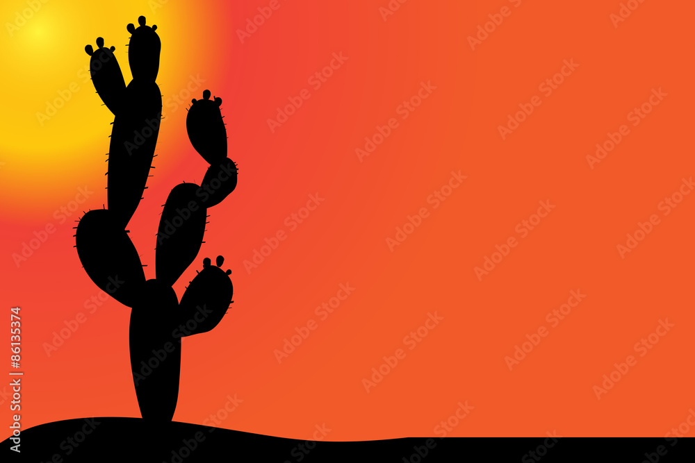 Vector silhouette of cactus.