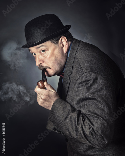 Retro man smoking a pipe