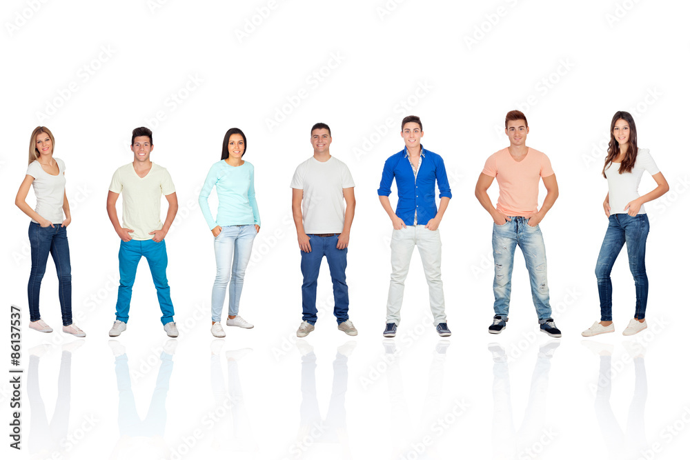 Casual young people with jeans and hands in their pockets Casual young people with jeans and hands in their pockets