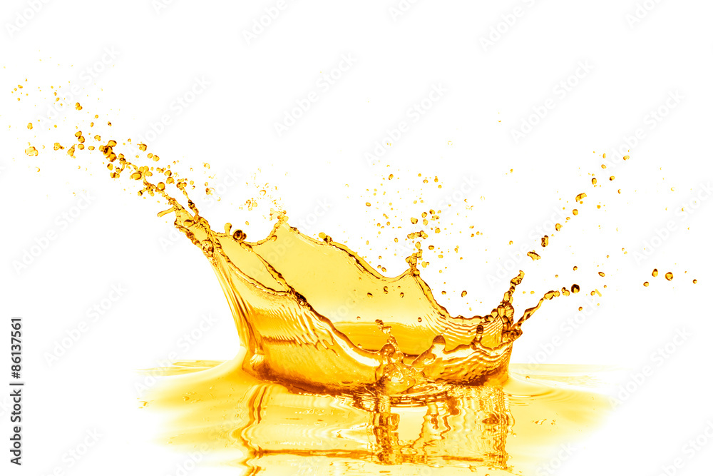 orange juice splash, isolated on white