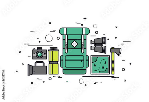 Backpacking for trip line style illustration