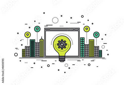 Crowdsourcing innovation line style illustration