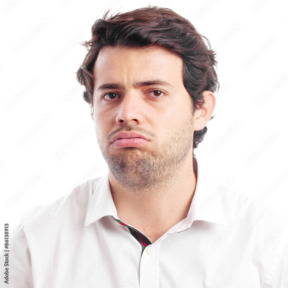 man getting angry on a white background man getting angry on a white background