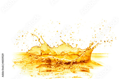 orange juice splash, isolated on white background