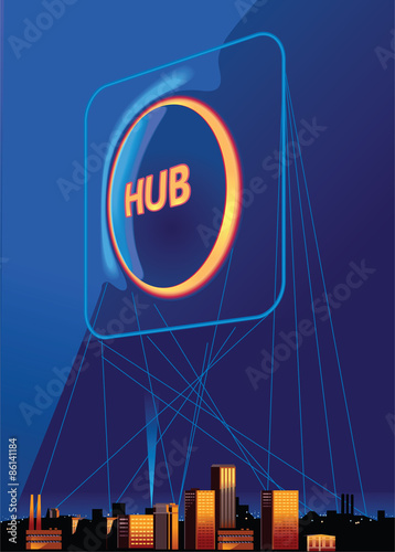 Logistics transport distribution. HUB. Business concept. Vector