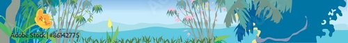 Lush rainforest thickets, deep forest, Jungle India. Vector