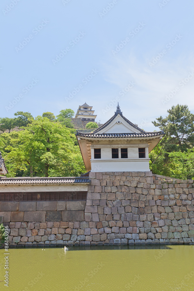 Obraz premium Watch tower and main keep of Marugame castle, Japan