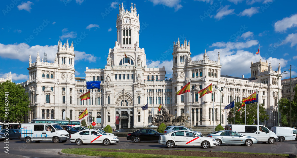 Naklejka premium Plaza de Cibeles, Madryt, Hiszpania