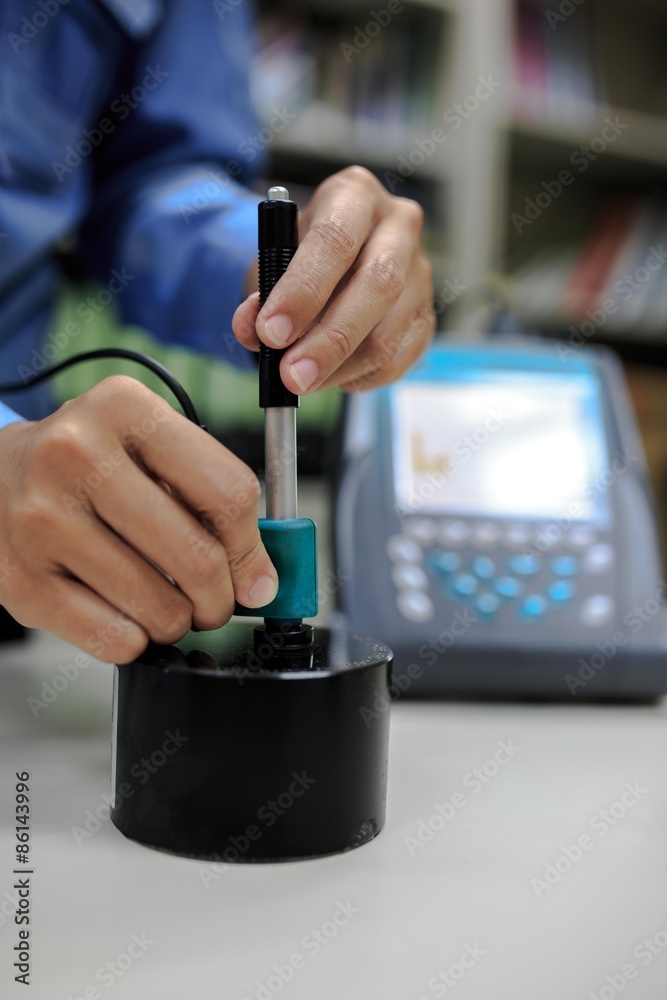 Calibration digital hardness tester with stand block Calibration digital hardness tester with stand block