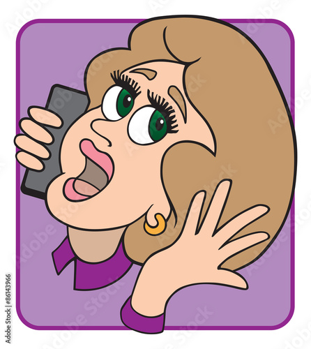 Woman having animated conversation on cell phone