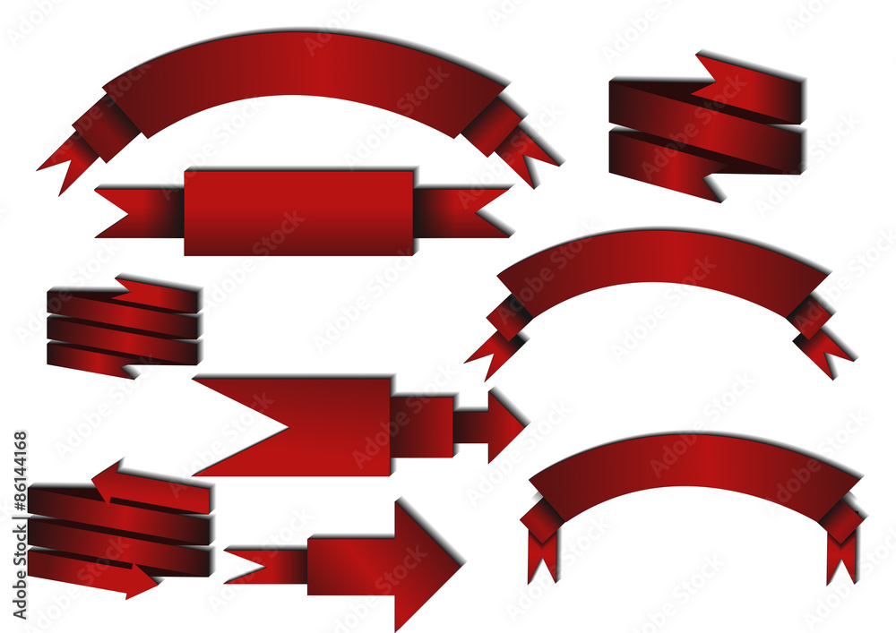 Vector : Collection of red ribbon on white background Vector : Collection of red ribbon on white background