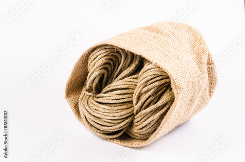 roll of rope texture,burlap isolated on white background