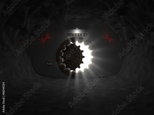 Obraz na płótnie bunker entrance in cave.