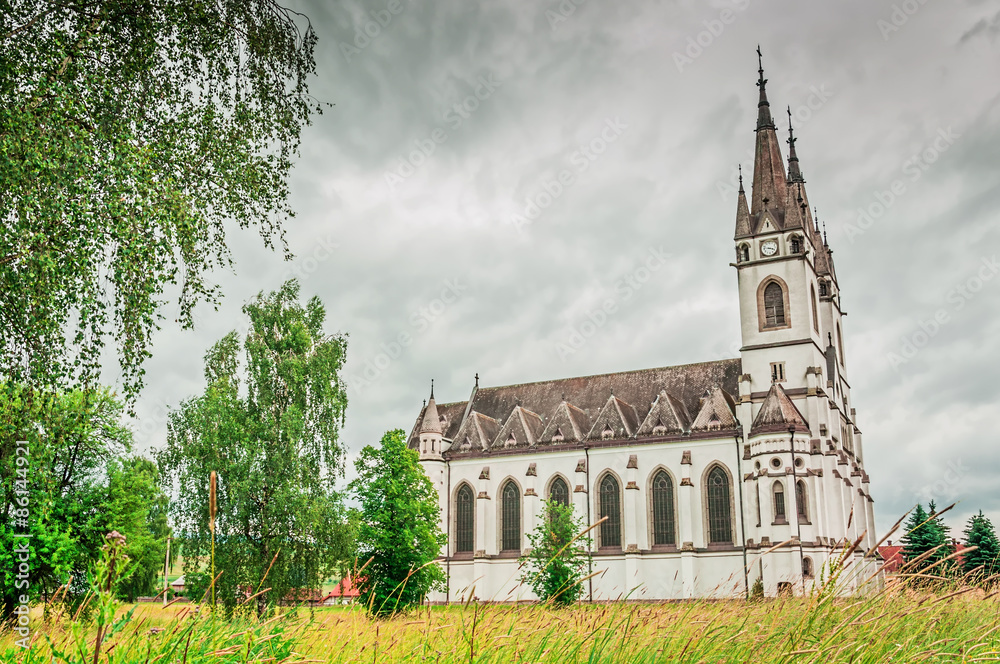 Roman Catholic Church in the village Ditrau, Harghita County, built in Gothic style at the beginning of the century XX.
