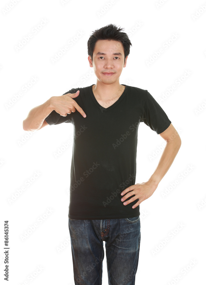 man with blank t-shirt