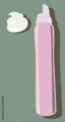 vector illustration of pink hair mousse tube