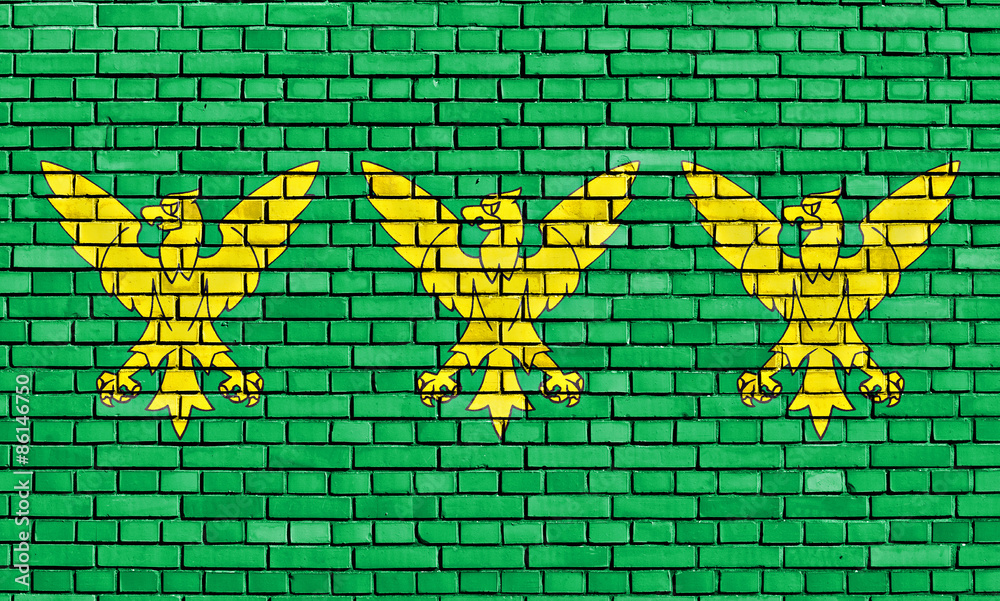 Fototapeta premium flag of Caernarfonshire painted on brick wall
