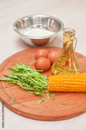 Ingredients for corn pancakes