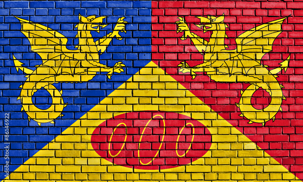 flag of Craig-y-Dorth painted on brick wall