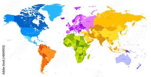 Fototapeta Naklejka Na Ścianę i Meble -  Vibrant Colors world map