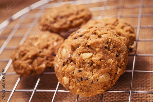 Cookies, snack mix, cereals with health benefits.