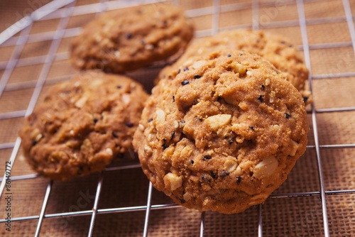 Cookies, snack mix, cereals with health benefits.
