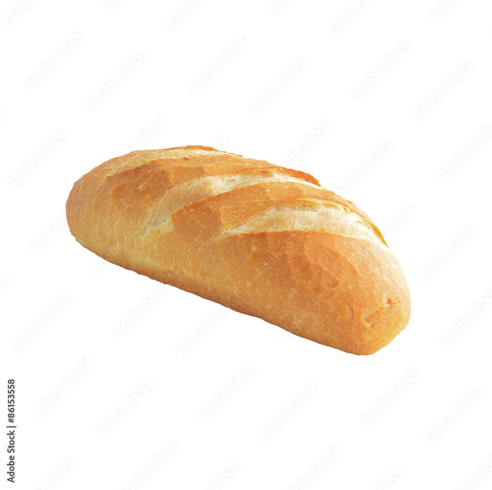 Vietnamese baguette on white background