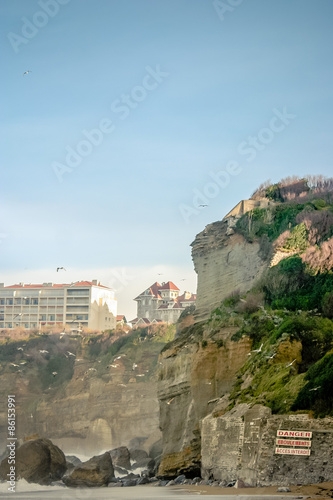Fallen rocks on Biarritz beach Miramar