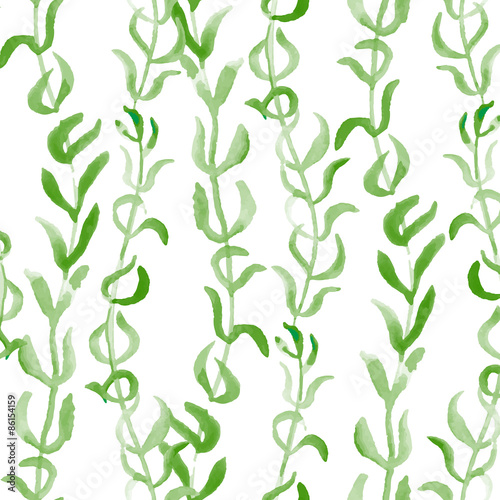 watrcolor algae seamless vector pattern