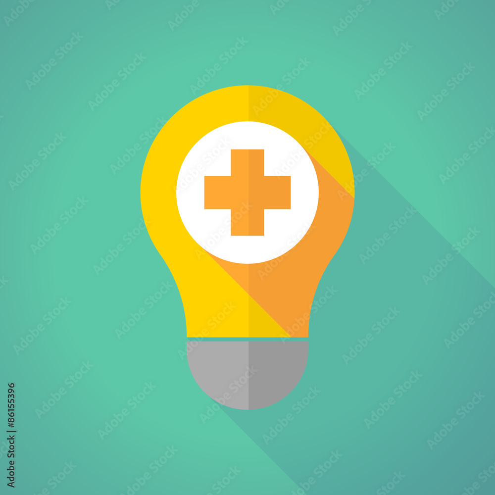 Obraz premium long shadow light bulb with a pharmacy sign