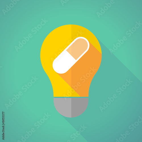 long shadow light bulb with a pill