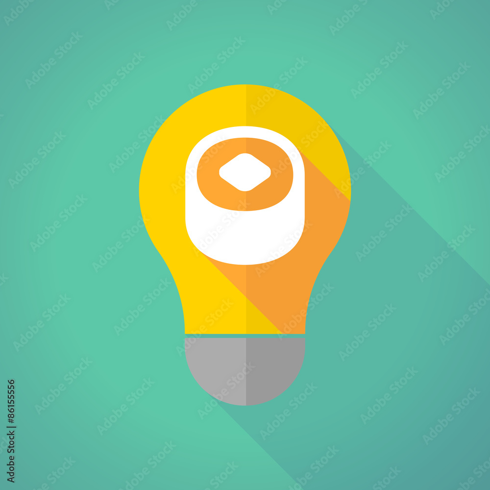 long shadow light bulb with a piece of sushi long shadow light bulb with a piece of sushi