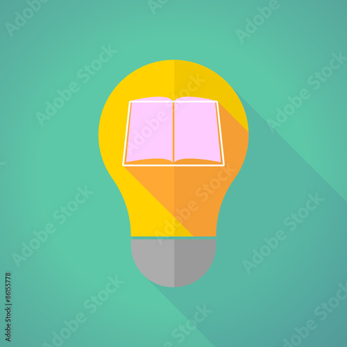 long shadow light bulb with a book