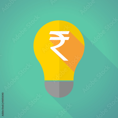 long shadow light bulb with a rupee sign