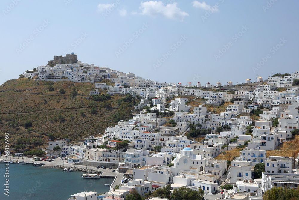 Blick auf Chora auf der griechischen Insel Astypalea