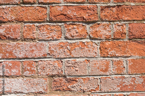 Red Brick, Faded White Wash Wall for Background or Texture