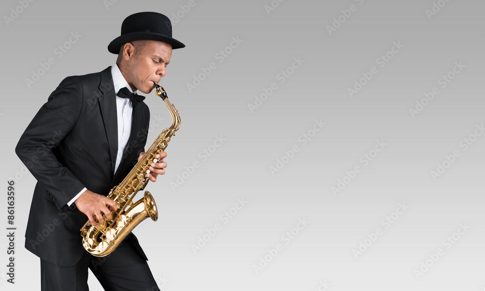 Naklejka premium Sax, melody, handsome.