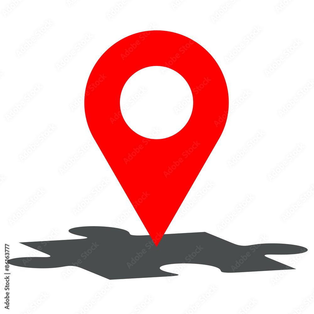 Icono simbolo localizacion puzzle rojo - obrazy, fototapety, plakaty 