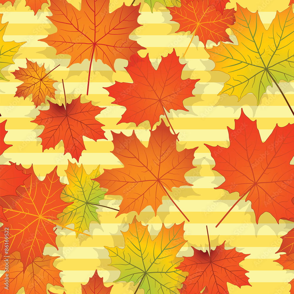 Obraz premium Seamless pattern with colorful maple leaves