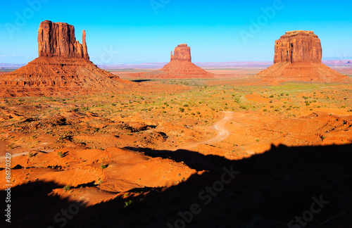 The Three Famous Buttes at Monument Valley Navajo Tribal Park