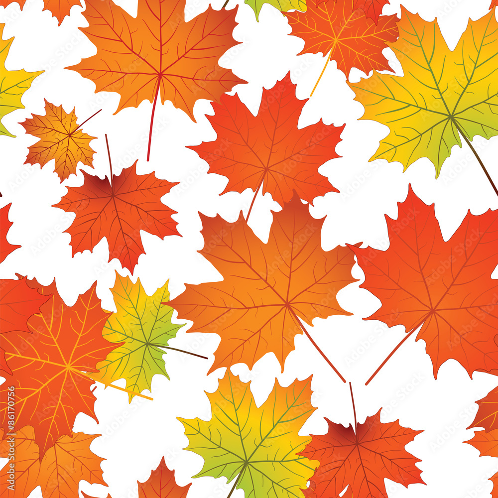 Obraz premium Seamless pattern with colorful maple leaves