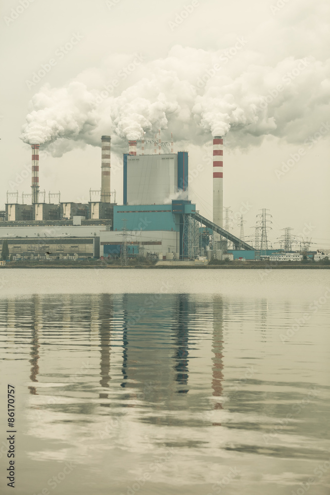 Smoke from chimney of power plant or station. Industry Smoke from chimney of power plant or station. Industry