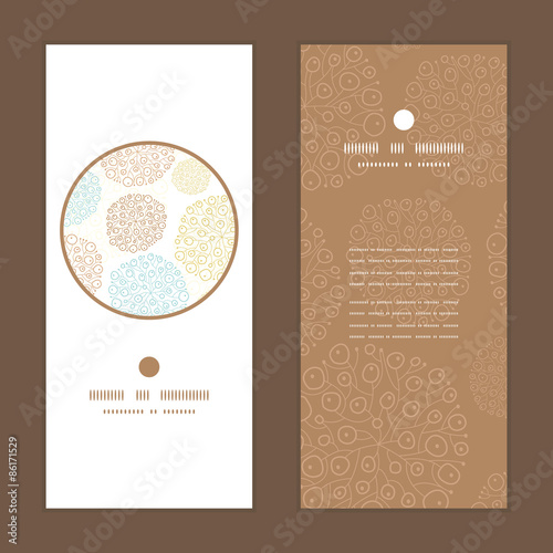 Vector blue brown abstract seaweed texture vertical round frame